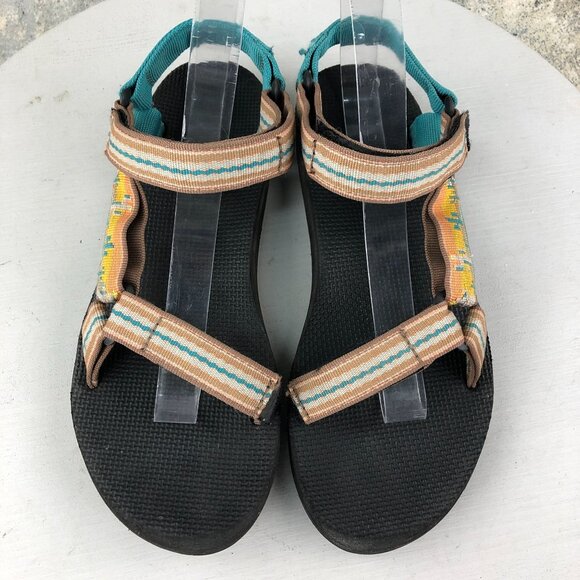 Teva Women's Size 9 Original Universal Cactus Brown Blue Yellow Sandals FAIR - Picture 4 of 13